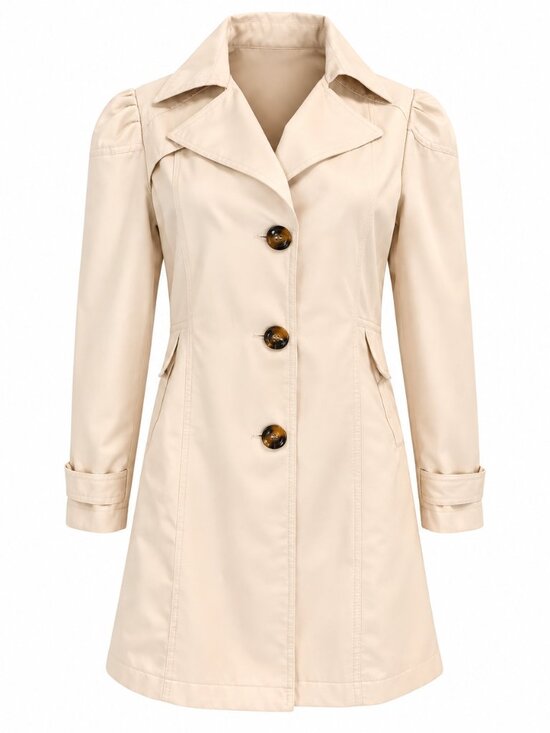 Oldara Jackets & Blazers - Cream Puff Sleeve Trench Coat Button Front New XL
